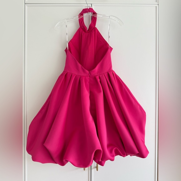 Mac Duggal High Nech Sleeveless Bubble Hem Mini Dress Fuchsia Size 2 - Picture 9 of 17